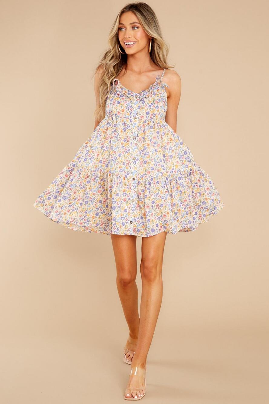 Aura Make It Last Forever Floral Button Up Dress Size S Small Yellow Multi